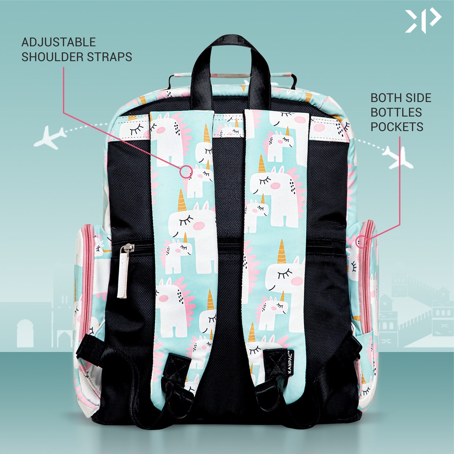 Unicorn Printed Backpack with free Pouch