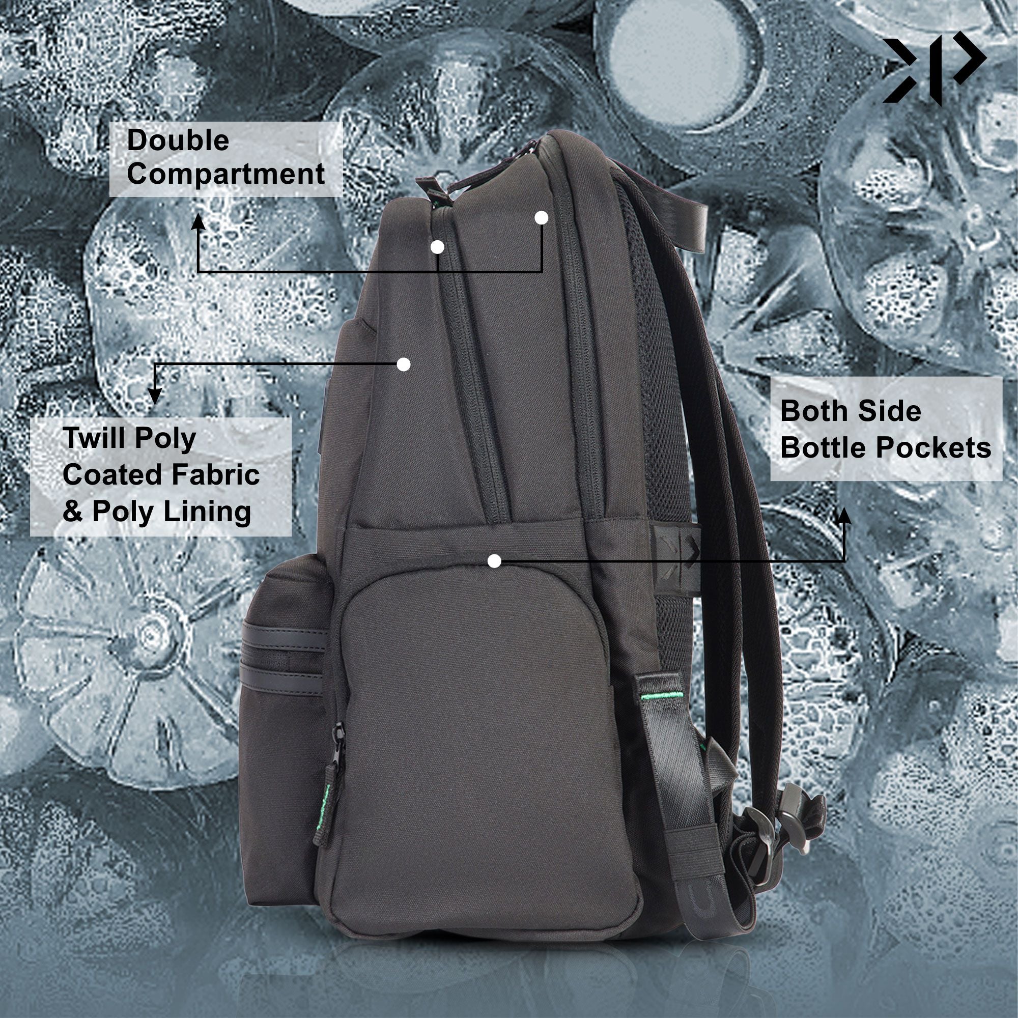 Unisex Charcoal Black Travel Backpack