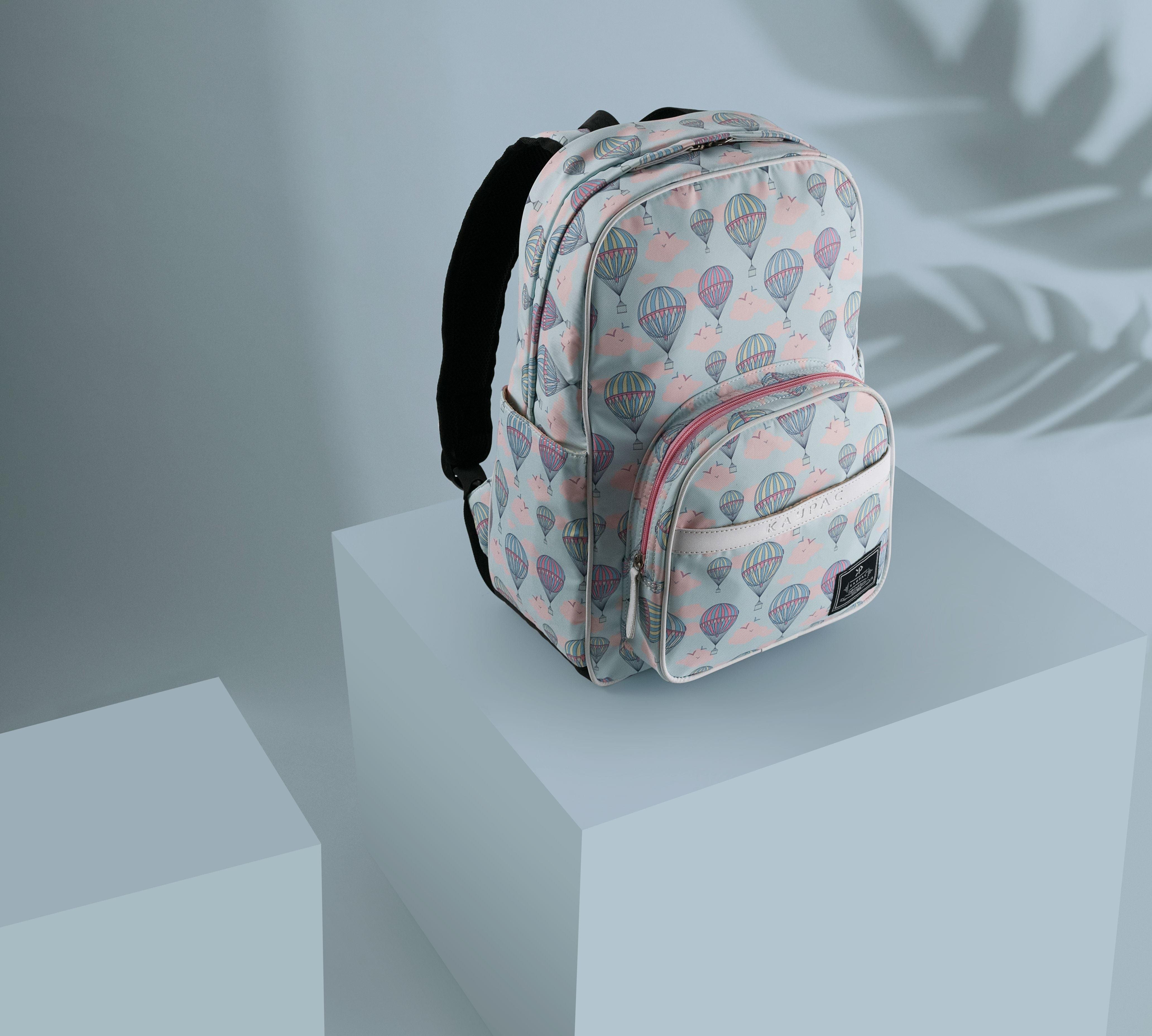 Hot Air Balloon Printed Backpack with free Pouch