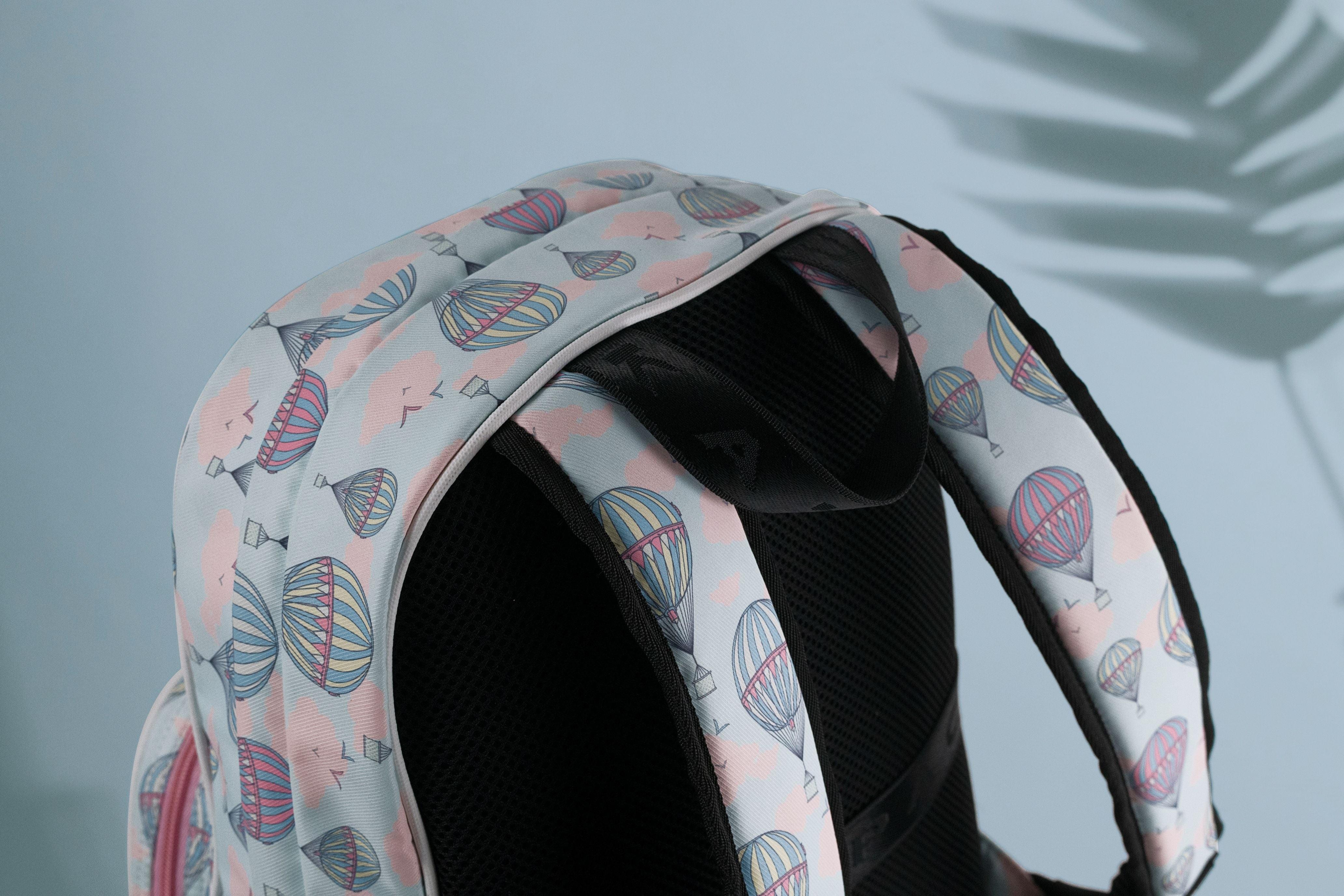 Hot Air Balloon Printed Backpack with free Pouch