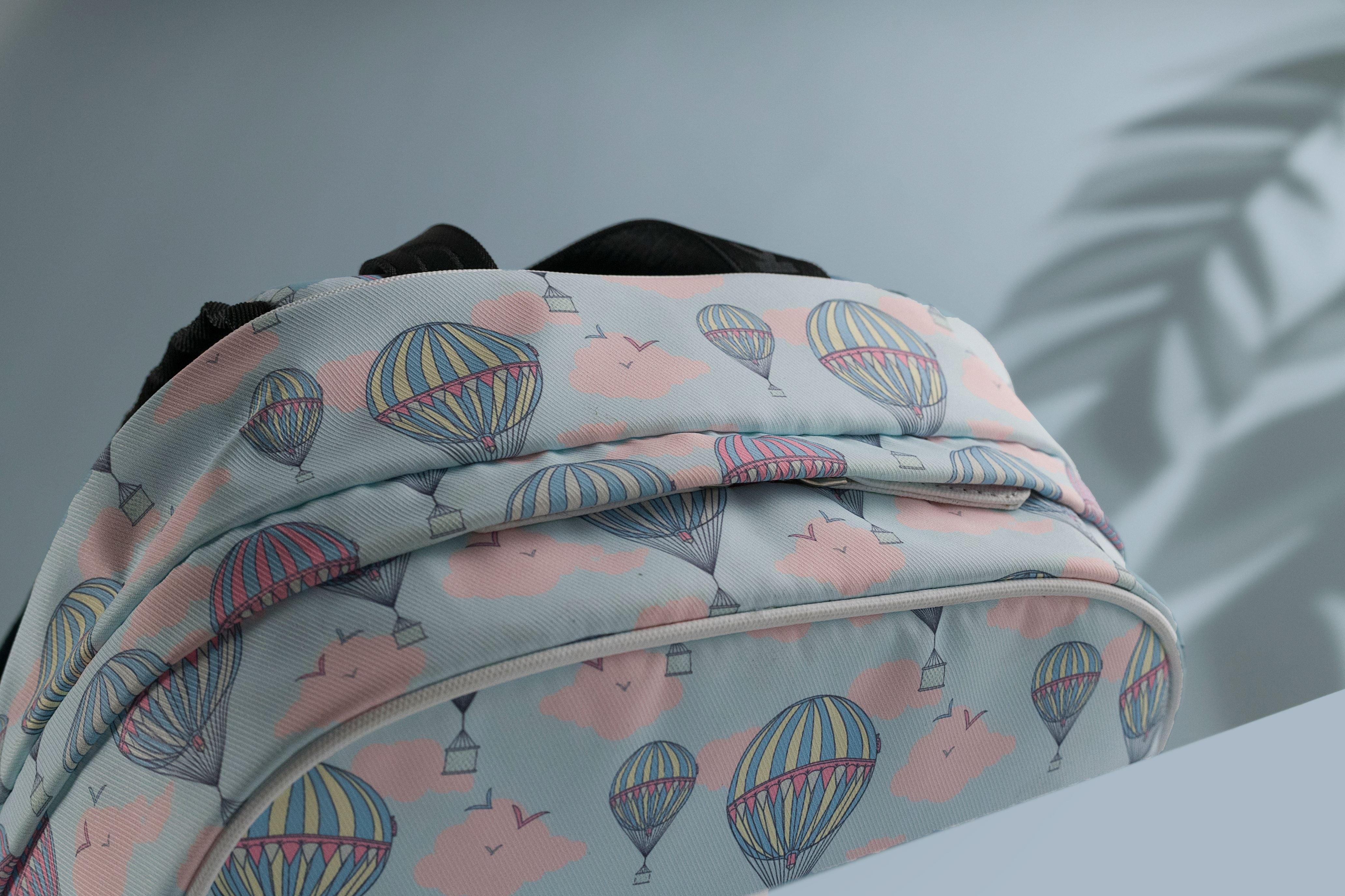 Hot Air Balloon Printed Backpack with free Pouch