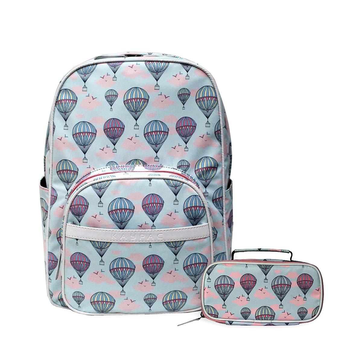 Hot Air Balloon Printed Backpack with free Pouch