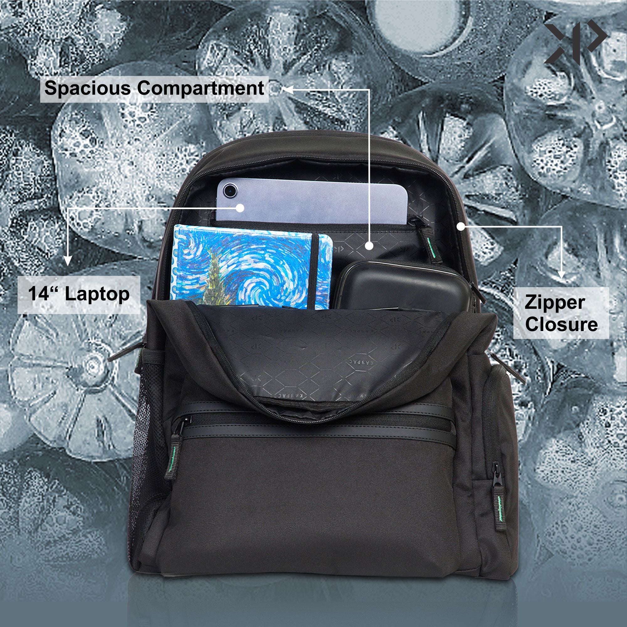 Unisex Charcoal Black Travel Backpack