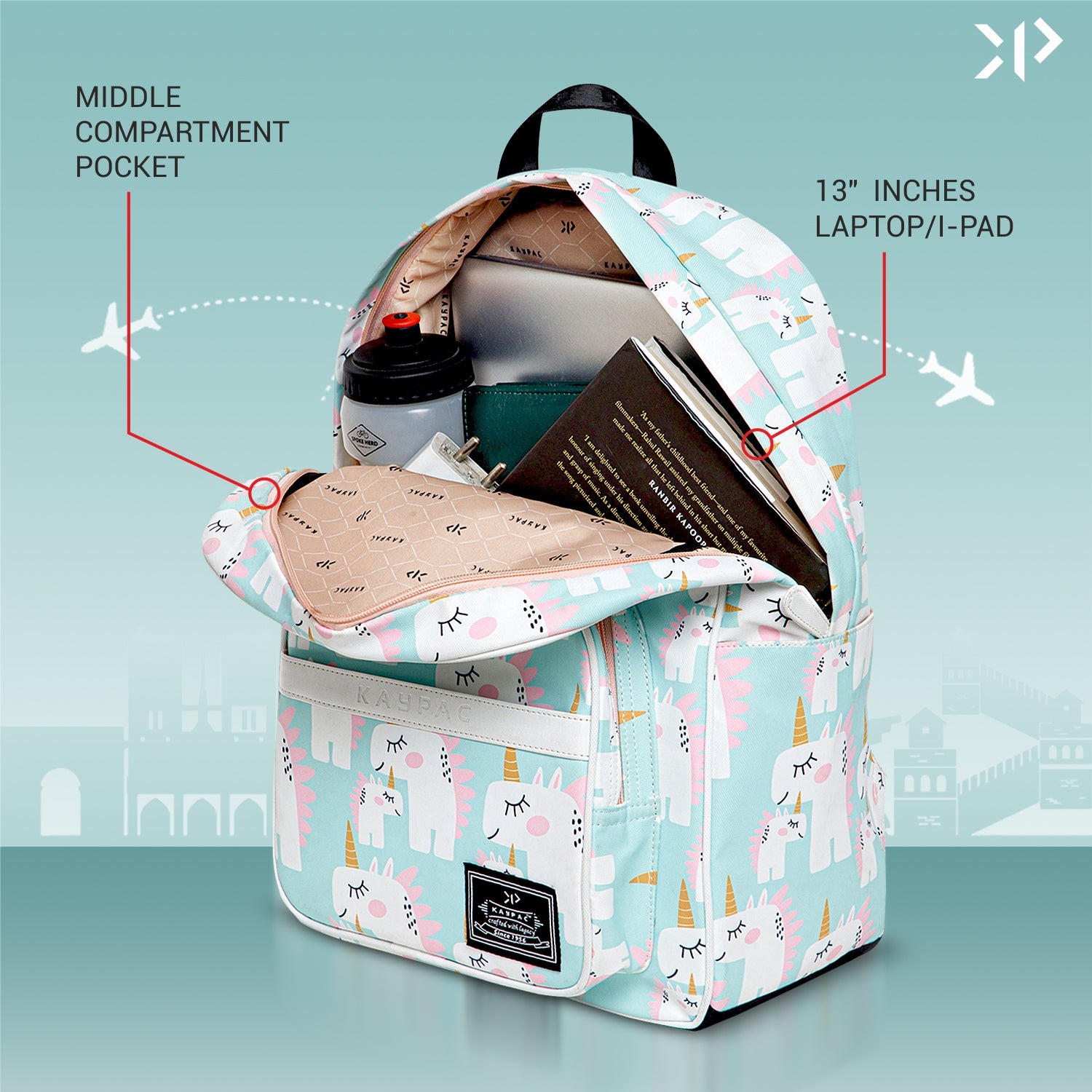 Unicorn Printed Backpack with free Pouch