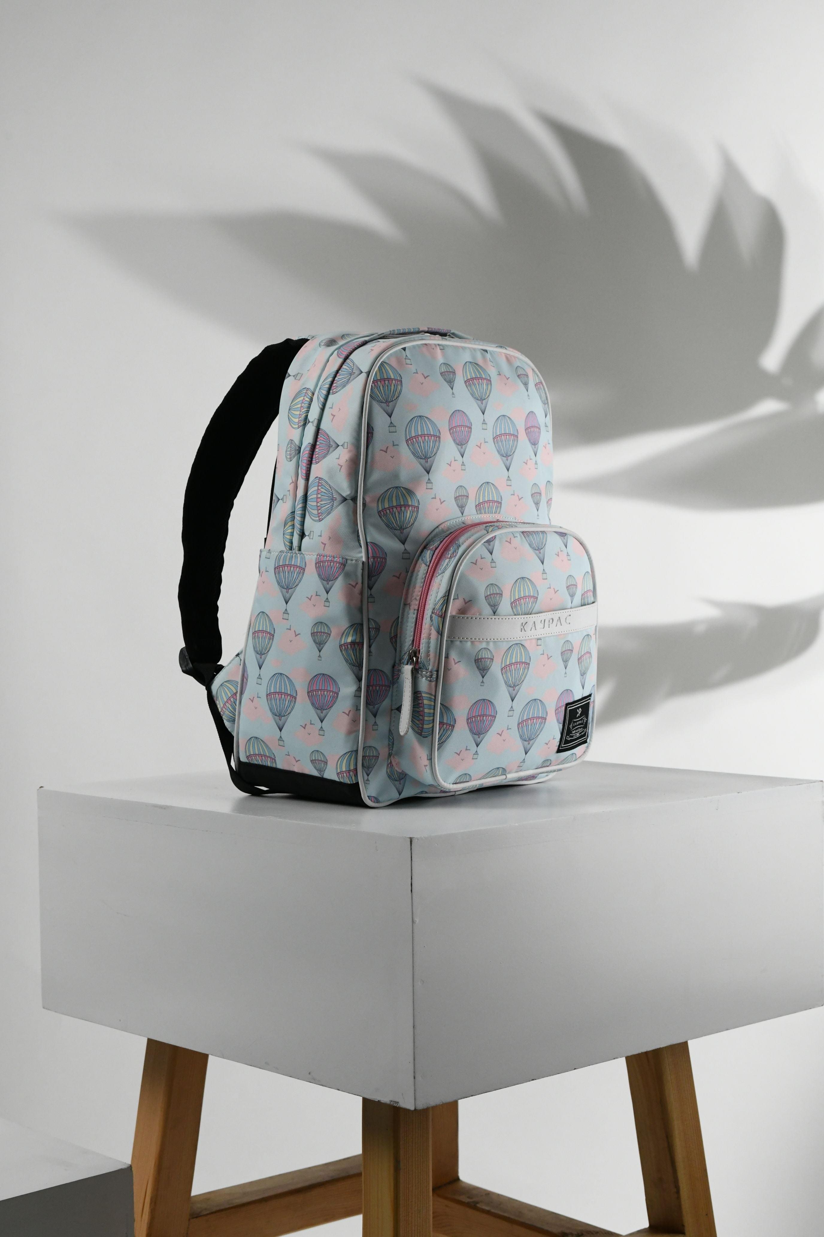Hot Air Balloon Printed Backpack with free Pouch
