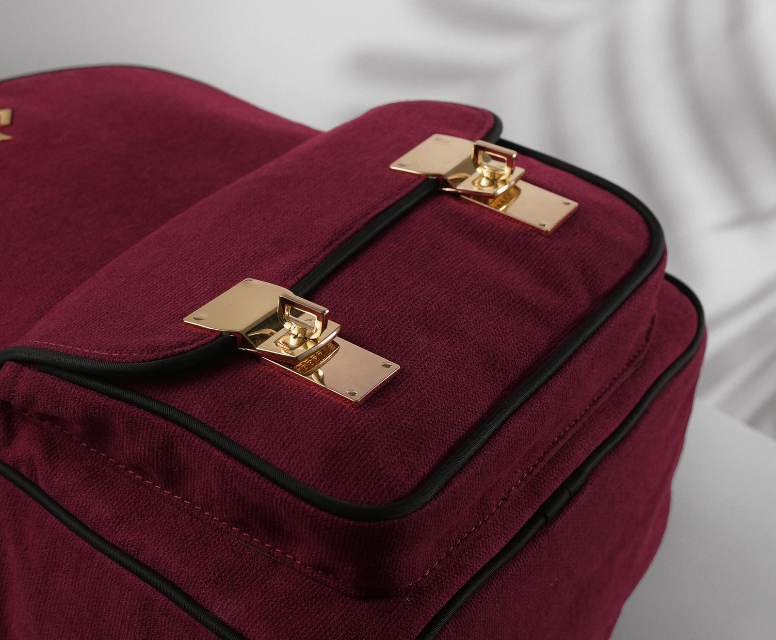 Burgundy velvet backpack hotsell